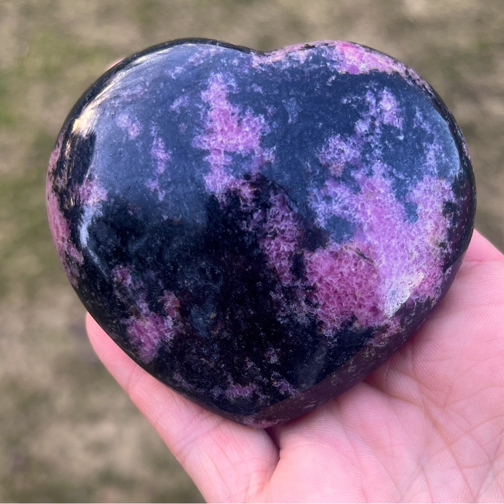 Rhodonite Crystal Heart Stone 253 grams from Russia